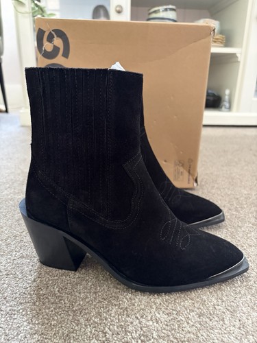 Schuh black suede western - black,