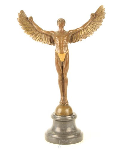 Bronze statue icarus art - bronze, deco