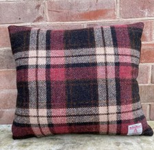 Harris Tweed Cushion Cover Pink Forest Rose Green Ochre Navy Tetrad Velvet