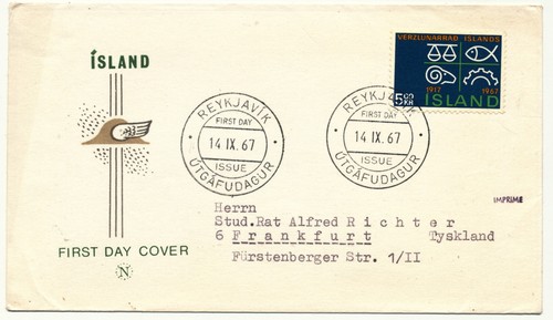 Iceland 1967 first day cover - 1967,