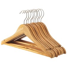 10x Brown Wooden Kid's Hangers