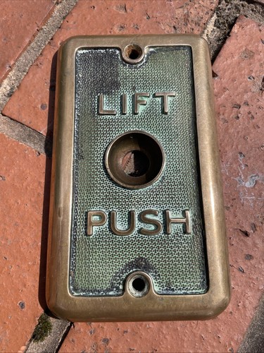 Vintage brass bell push lift - brass, /