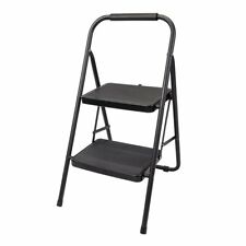 Silverline 2 Tread Step Ladder Alloy Steel Foldable 150kg Load Capacity - Black