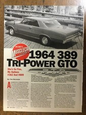 Misc 5259 Article Musclecar Classics 1964 Pontiac 389 Tri Power GTO Aug 1991 3pg