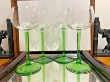 Set 4 Vintage Hand Blown Green