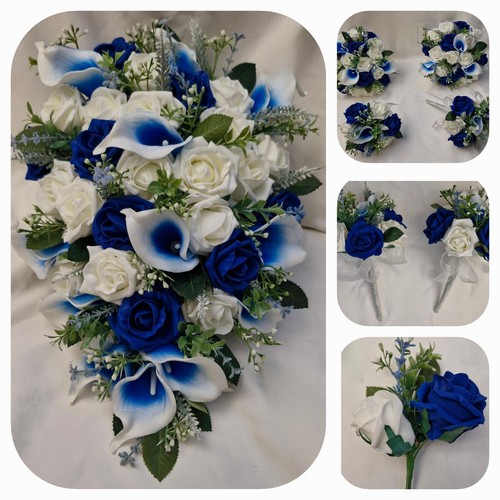 Royal blue ivory white - blue, calla