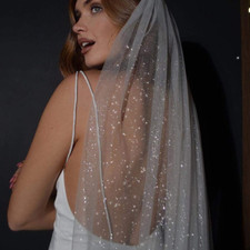 1 Tier Glitter veil cut edge