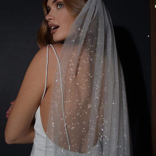 Tier glitter veil cut edge - 1,