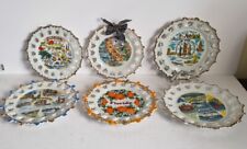 6 X Collectabke USA & Canada Display Plate Textured Pierced Gilt Rim