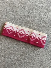 Vintage Holu ski headband 50% wool knit ski retro pattern Pink snowboard