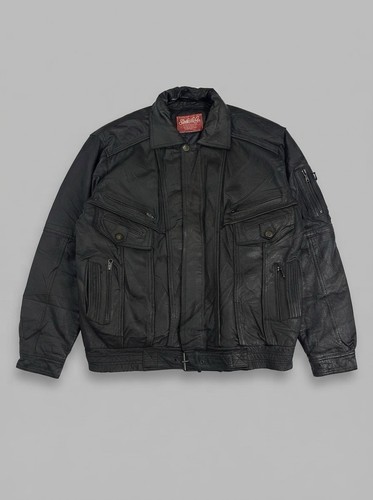 Vintage 90s black real leather - real,
