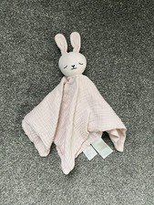 H And M H&M Rose Pink Bunny Rabbit Cotton Muslin Comforter Soother Blankie Toy