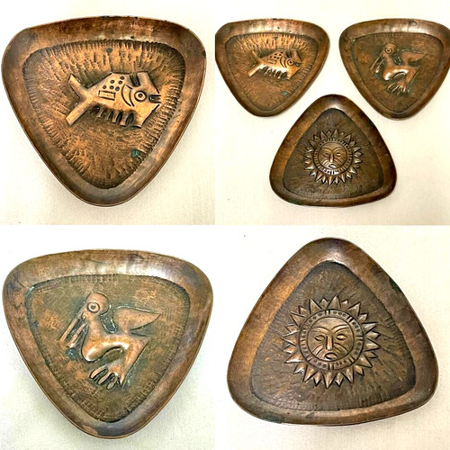 Hammered copper trays - hammered,