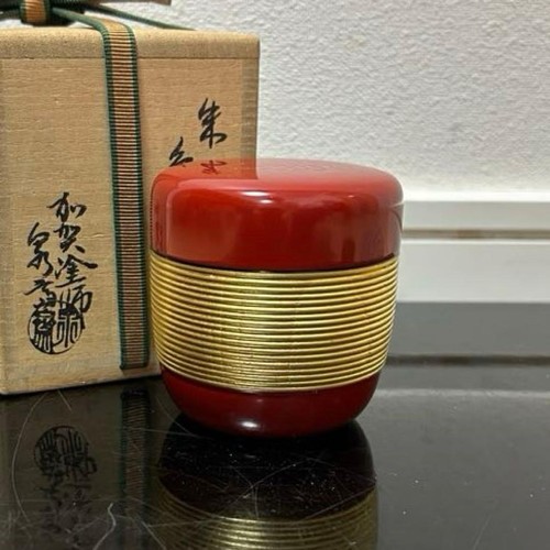 Japan lacquer wooden tea caddy - wooden,