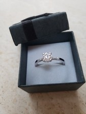 Moissanite Nine Stone Sterling Silver Ring, size Q, 8.