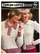 Vintage Copley Lotus Knitting Patt 9078 Women’s Jumper & Waistcoat 4ply 34-38”