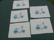 Vespa Scooters x5 patchwork pieces. 
