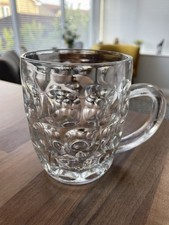 Dimpled Half Pint Beer Mug Glass Tankard Pot Handle 1/2 Pint UK Crown