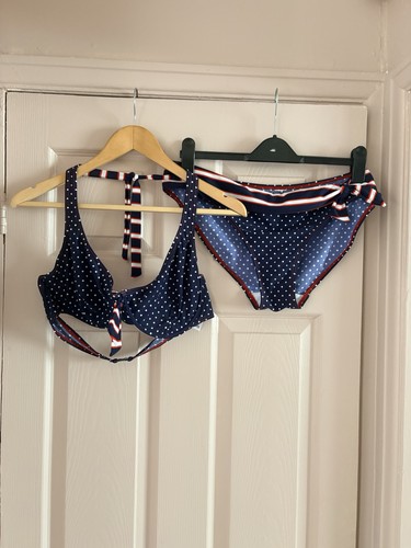 Navy blue polka - dot, set