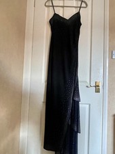Black Beaded  Evening Gown Maxi Dress UK 8 Wonderland by Sector Vintage USA