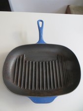 VINTAGE LE CREUSET BLUE CAST IRON GRIDDLE PAN
