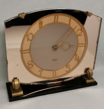 Vtg 1940s Smith Sectric Deco Peach Mirror Glass Mantle Clock Converted To Quartz