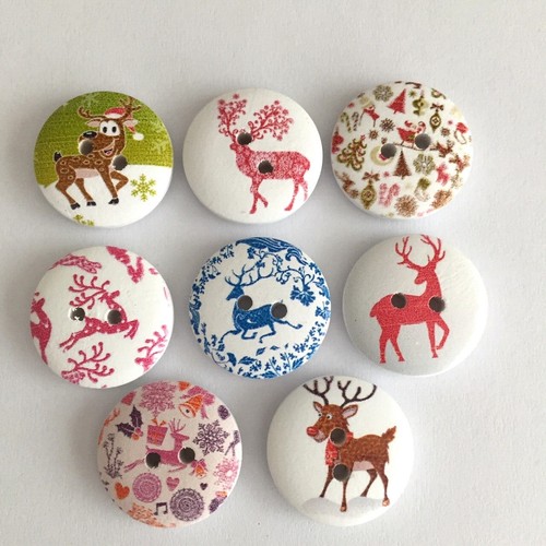 Wooden reindeer buttons - 20mm,