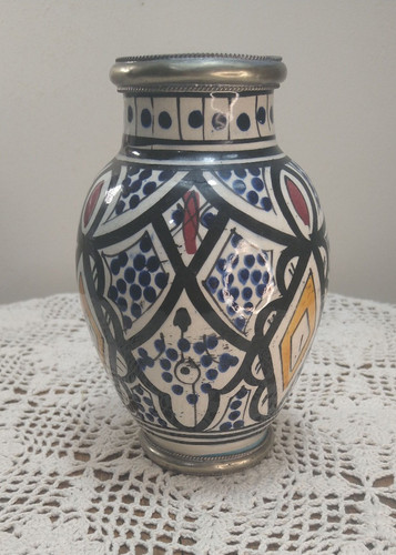 Moroccan safi ceramic vase - ceramic,