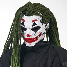 Cyberpunk Joker Clown Mask with Braids – 2D Resin Cosplay Anime Prop Halloween P