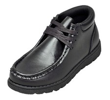 Boys' Black Lace-Up High Top School Shoes – Sizes 13 to 5, Synthetic Upper