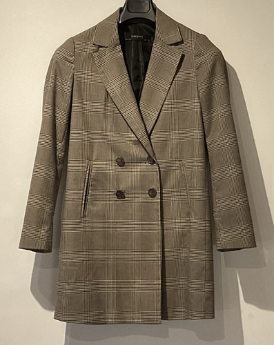Zara browns checked longline - zara,