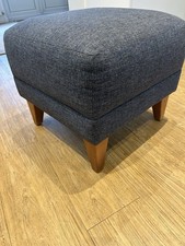 Marks and Spencer Petite Footstool In Berro Blue Denim Cloth Material.
