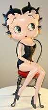 Betty Boop in Black Dress on Black Metal Chair King Features 2002 32 cm Tall
