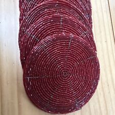 12 Drink Mats Red Beaded