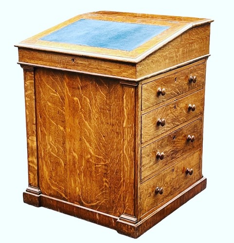 Victorian light oak davenport - oak,