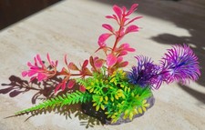 Aquarium ornaments, Decor, Hand Made with Plum Slate Shells  Artificial plants 