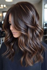 Brown with Honey Blonde Highlights Wave Wigs 100% Human Hair Lace Front Wigs 16"