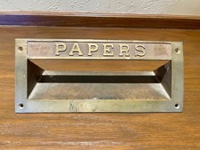 Antique Corbin Solid Brass Bronze PAPERS Mail Slot Architectural Salvage Heavy