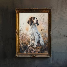 Springer Spaniel Watercolor Print Cottagecore Decor Dark Academia Art Rustic