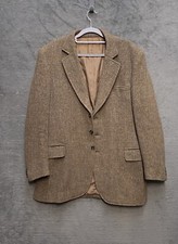 HARRIS TWEED Men’s Wool Shooting Field Coat Overcoat Jacket Size Large
