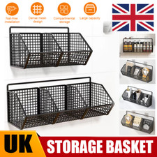 Wall Mounted Kitchen Storage Basket Metal Wire Spices Garlic Onions Vegetables