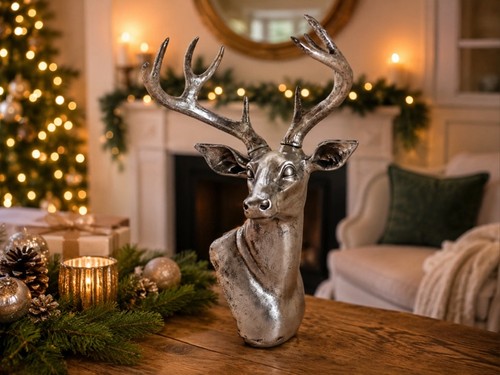 Stag head silver - head, or