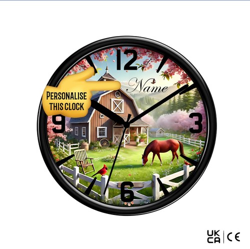 Horse wall clock personalised - wall,