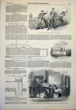 Original Old Antique Print Theatre Tabernacle Clackmannan Guerney Machinery 1851