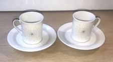 Vintage Pair of Royal Doulton 'Morning Star' Coffee Cups and Saucers 100ml