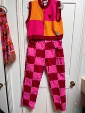 The Ragged Priest Muse Denim frayed patchwork jeans 32 + tank top XL 14 16