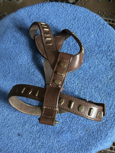 Dog harness brown - brown, leather