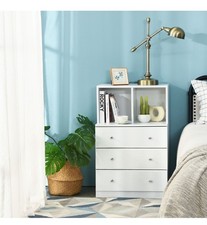 Costway 3-Drawer Dresser with 2 Open Compartments for Living Room Bedroom White