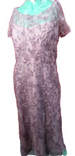 La Femme lace Embroidered V Neck Sheath Long Gown Pale Mauve Size 20