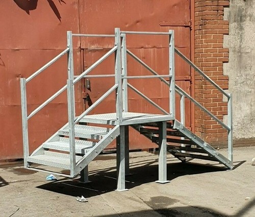 Galvanised steel staircase - galvanised,